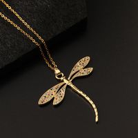 Elegant Lady Dragonfly Copper Pendant Necklace sku image 2