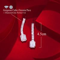 1 Pair Elegant Shiny Square Plating Inlay Copper Zircon White Gold Plated Rhodium Plated Drop Earrings main image 6