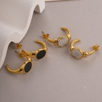 1 Pair Modern Style Oval Twist Enamel Plating Inlay 304 Stainless Steel Shell 14K Gold Plated Ear Studs main image 2