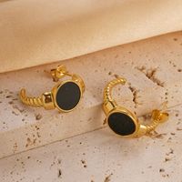 1 Pair Modern Style Oval Twist Enamel Plating Inlay 304 Stainless Steel Shell 14K Gold Plated Ear Studs main image 4
