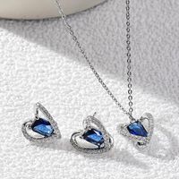Classic Style Shiny Heart Shape Copper Plating Inlay Zircon 18k Gold Plated Earrings Necklace main image 8