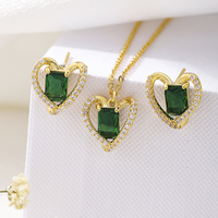 Classic Style Shiny Heart Shape Copper Plating Inlay Zircon 18k Gold Plated Earrings Necklace main image 3