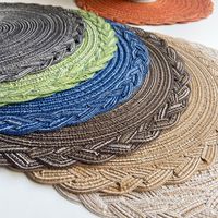 European-style Three-strand Braid Imitation Cotton Yarn Round Placemat Household Decoration Heat Proof Mat Hand-woven Polyester Non-slip Table Cap Pad main image 3