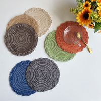 European-style Three-strand Braid Imitation Cotton Yarn Round Placemat Household Decoration Heat Proof Mat Hand-woven Polyester Non-slip Table Cap Pad main image 2