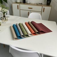 Cross-border Solid Color European-style Pvc Woven Insulation Western-style Placemat Hotel Home Teslin Dining Table Cushion Coaster Wholesale main image 2