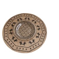 Jute Round Placemat Cotton Linen Dining Table Cushion Shooting Props Heat Proof Mat Christmas Fur Ball Vintage Weave Table Coaster main image 2