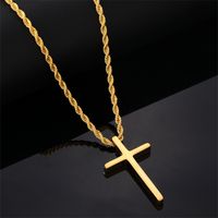 Vintage Style Simple Style Cross 304 Stainless Steel Plating Gold Plated Silver Plated Men's Pendant Necklace main image 4