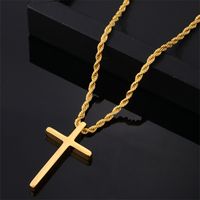Vintage Style Simple Style Cross 304 Stainless Steel Plating Gold Plated Silver Plated Men's Pendant Necklace main image 6