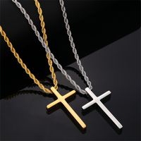 Vintage Style Simple Style Cross 304 Stainless Steel Plating Gold Plated Silver Plated Men's Pendant Necklace main image 2