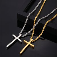 Estilo Vintage Estilo Simple Cruzar Acero Inoxidable 304 Enchapado Chapado En Oro Plateado Hombres Collar Colgante main image 7