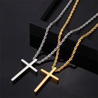 Vintage Style Simple Style Cross 304 Stainless Steel Plating Gold Plated Silver Plated Men's Pendant Necklace main image 1