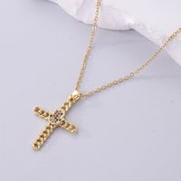 Streetwear Korean Style Cross Stainless Steel Plating Inlay Zircon 18k Gold Plated Pendant Necklace main image 5
