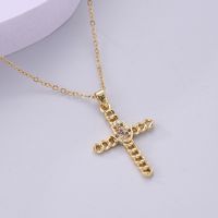 Streetwear Korean Style Cross Stainless Steel Plating Inlay Zircon 18k Gold Plated Pendant Necklace main image 2
