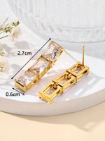 1 Pair Elegant Lady Shiny Geometric Plating Inlay 304 Stainless Steel Zircon 18K Gold Plated Drop Earrings main image 4