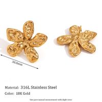 1 Pair Vintage Style Simple Style Classic Style Flower Plating Pleated Stainless Steel 18k Gold Plated Ear Studs sku image 1
