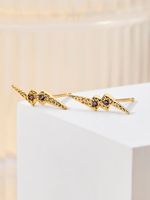 1 Pair Casual Streetwear Lightning Plating Inlay 304 Stainless Steel Zircon 18K Gold Plated Ear Studs main image 1