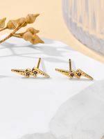 1 Pair Casual Streetwear Lightning Plating Inlay 304 Stainless Steel Zircon 18K Gold Plated Ear Studs main image 7