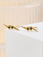 1 Pair Casual Streetwear Lightning Plating Inlay 304 Stainless Steel Zircon 18K Gold Plated Ear Studs main image 6