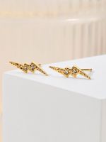 1 Pair Casual Streetwear Lightning Plating Inlay 304 Stainless Steel Zircon 18K Gold Plated Ear Studs main image 2