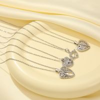 Casual Simple Style Classic Style Little Bear Heart Shape Stainless Steel Titanium Steel Polishing Plating Hollow Out Zircon Gold Plated Necklace main image 7