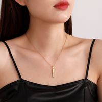 Elegant Korean Style Solid Color Stainless Steel Plating Inlay Zircon 18k Gold Plated Pendant Necklace main image 4