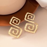 1 Pair Retro Simple Style Classic Style Geometric Plating Ferroalloy 14k Gold Plated Ear Studs main image 5