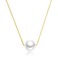 Elegant Round Pearl Sterling Silver Plating Gold Plated Pendant Necklace sku image 4