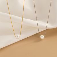 Elegant Round Pearl Sterling Silver Plating Gold Plated Pendant Necklace main image 1