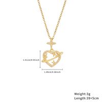 Casual Simple Style Classic Style Little Bear Heart Shape Stainless Steel Titanium Steel Polishing Plating Hollow Out Zircon Gold Plated Necklace sku image 1