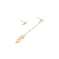 1 Pair Elegant Feather Asymmetrical Plating Inlay Copper Zircon 14k Gold Plated Drop Earrings main image 3