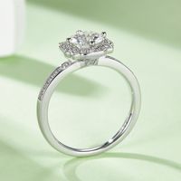 Elegant Classic Style Round Sterling Silver Gra Plating Inlay Moissanite White Gold Plated Rings main image 6