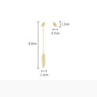 1 Pair Elegant Feather Asymmetrical Plating Inlay Copper Zircon 14k Gold Plated Drop Earrings main image 2