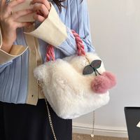 Women's Autumn&winter Plush Fruit Solid Color Cute Streetwear Ornament Fluff Ball Sewing Thread Square Magnetic Buckle Handbag Chain Bag main image 9