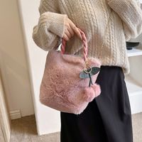 Women's Autumn&winter Plush Fruit Solid Color Cute Streetwear Ornament Fluff Ball Sewing Thread Square Magnetic Buckle Handbag Chain Bag main image 1