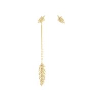 1 Pair Elegant Feather Asymmetrical Plating Inlay Copper Zircon 14k Gold Plated Drop Earrings sku image 1