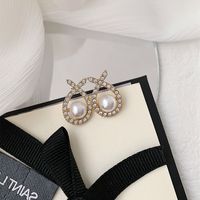Wholesale Jewelry Sweet Solid Color Alloy Rhinestones Pearl Gold Plated Plating Inlay Ear Studs main image 6