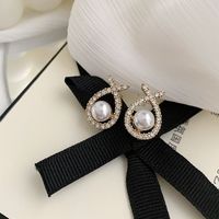 Wholesale Jewelry Sweet Solid Color Alloy Rhinestones Pearl Gold Plated Plating Inlay Ear Studs main image 4