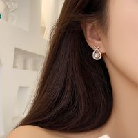 Wholesale Jewelry Sweet Solid Color Alloy Rhinestones Pearl Gold Plated Plating Inlay Ear Studs main image 5