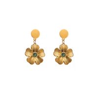 1 Pair Elegant Round Heart Shape Flower Inlay 316 Stainless Steel  Imitation Pearl Rhinestone Rhinestones Pearl Zircon 14K Gold Plated Drop Earrings main image 4