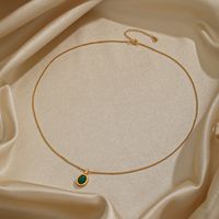 Simple Style Classic Style Round Copper Plating Inlay Natural Stone 18k Gold Plated Pendant Necklace main image 3