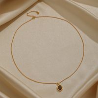 Simple Style Classic Style Round Copper Plating Inlay Natural Stone 18k Gold Plated Pendant Necklace main image 2