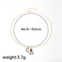 Simple Style Classic Style Round Copper Plating Inlay Natural Stone 18k Gold Plated Pendant Necklace sku image 2