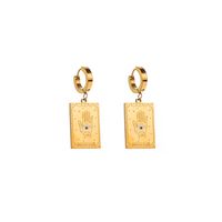 1 Pair Elegant Streetwear Palm Pearl Flower Inlay Titanium Steel Pearl Zircon Gold Plated Drop Earrings main image 4