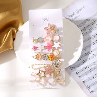 Fashion Round Starfish Alloy Handmade Inlay Rhinestones Pearl Hair Clip 1 Set sku image 47