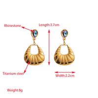 1 Pair Elegant Streetwear Palm Pearl Flower Inlay Titanium Steel Pearl Zircon Gold Plated Drop Earrings sku image 2