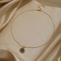 Vintage Style Round Copper Plating Inlay Artificial Crystal 18k Gold Plated Pendant Necklace main image 3
