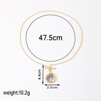 Vintage Style Round Copper Plating Inlay Artificial Crystal 18k Gold Plated Pendant Necklace sku image 2