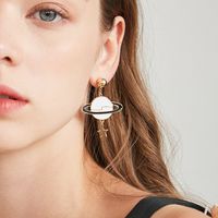 1 Pair Cute Modern Style Korean Style Planet Plating Alloy Copper 14k Gold Plated Drop Earrings main image 1