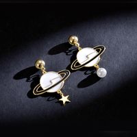 1 Pair Cute Modern Style Korean Style Planet Plating Alloy Copper 14k Gold Plated Drop Earrings main image 4