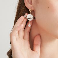 1 Pair Cute Modern Style Korean Style Planet Plating Alloy Copper 14k Gold Plated Drop Earrings main image 5